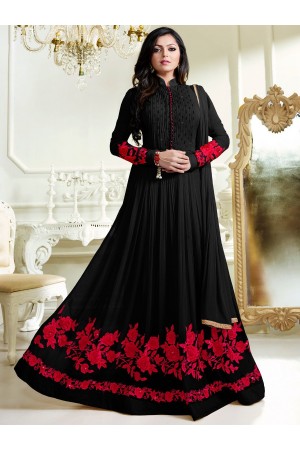 Drashti Dhami black color georgette anarkali kameez